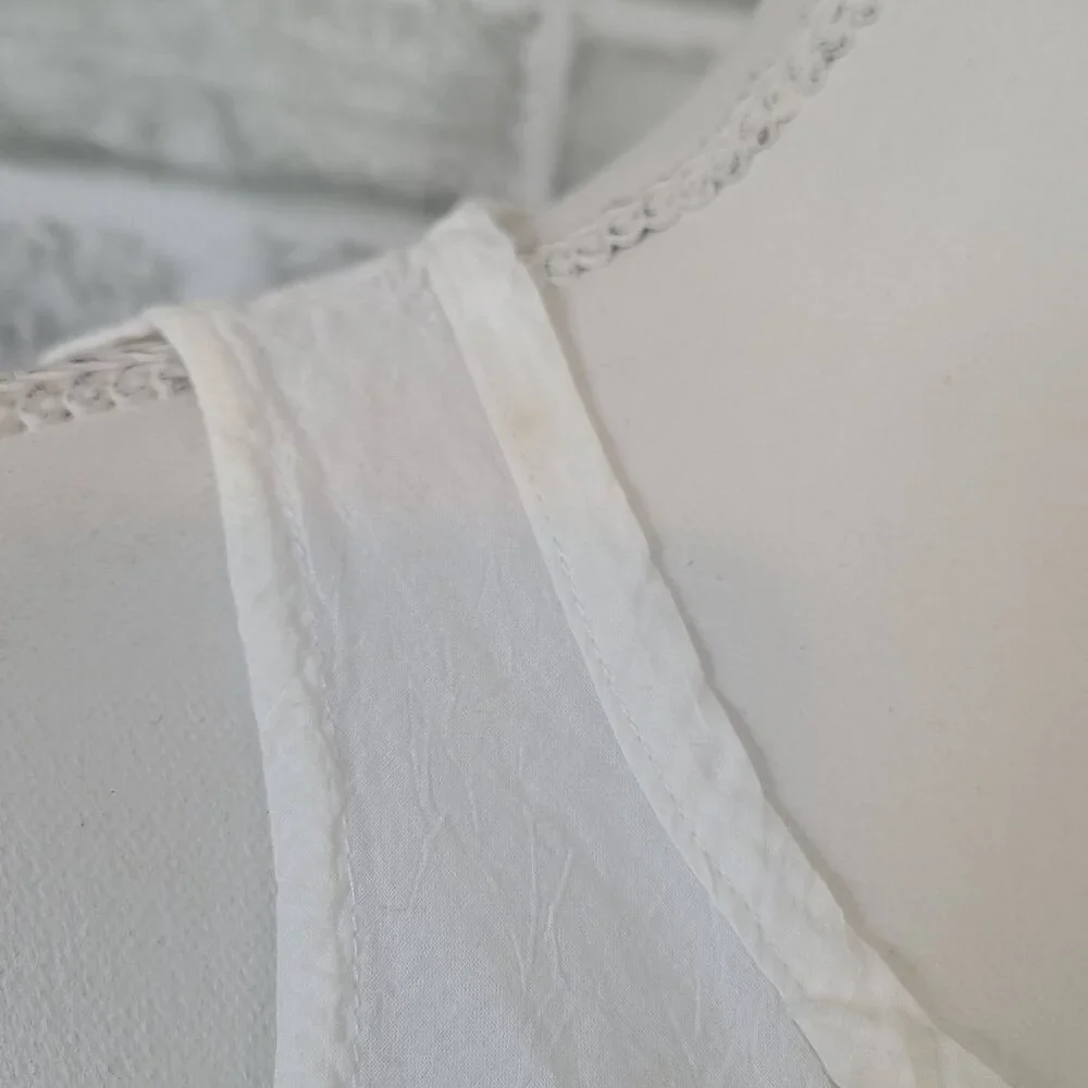 Anthropologie Odille White Pleated Cotton Top Sleeveless Cottage Romantic 8 - Picture 7 of 7